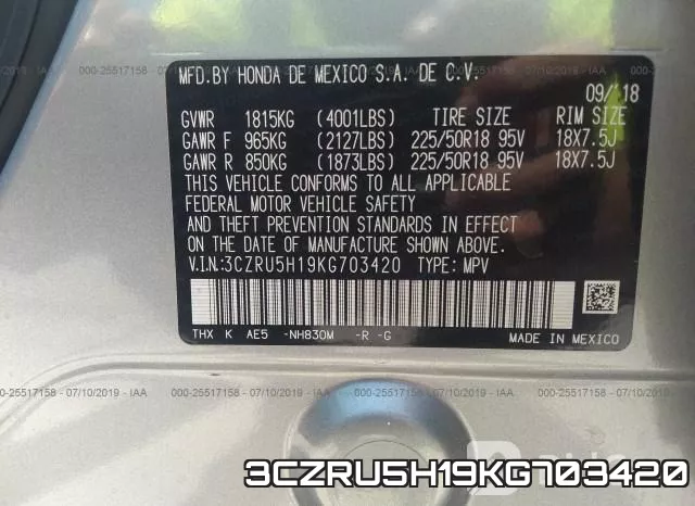 3CZRU5H19KG703420