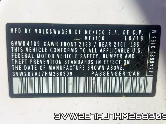 3VW2B7AJ7HM268309