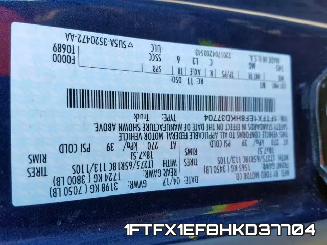 1FTFX1EF8HKD37704