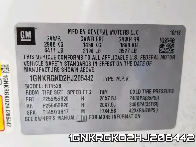 1GNKRGKD2HJ206442