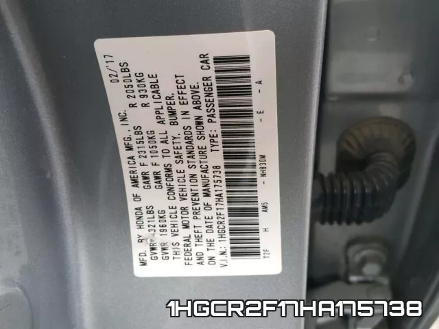 1HGCR2F17HA175738