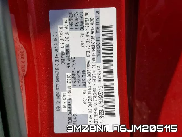 3MZBN1U76JM205115