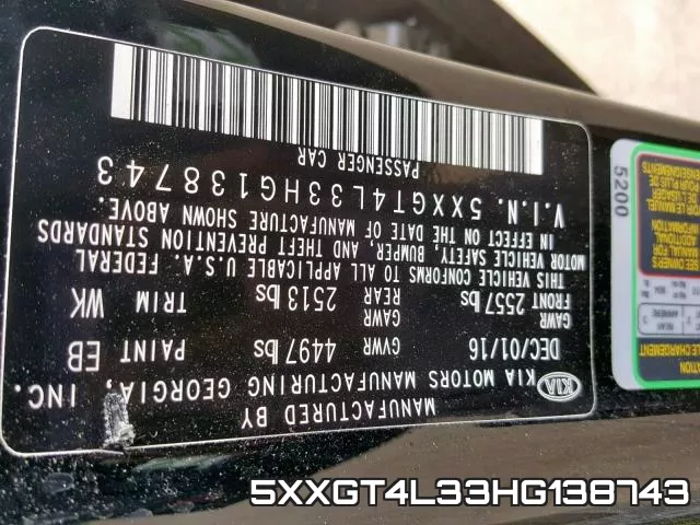 5XXGT4L33HG138743