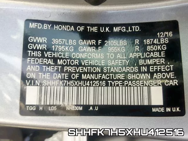 SHHFK7H5XHU412516