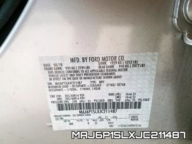 MAJ6P1SLXJC211487