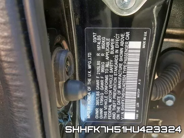SHHFK7H51HU423324