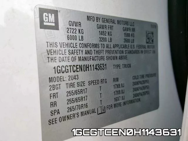 1GCGTCEN0H1143631
