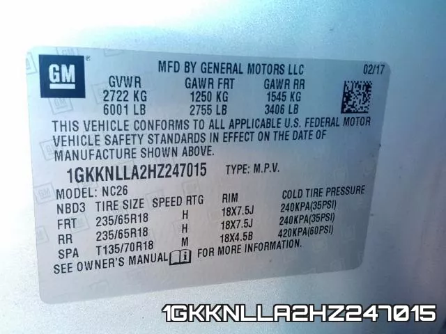 1GKKNLLA2HZ247015