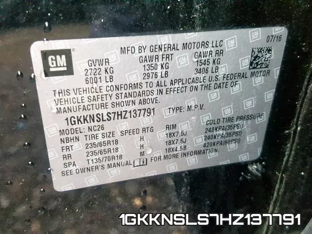 1GKKNSLS7HZ137791