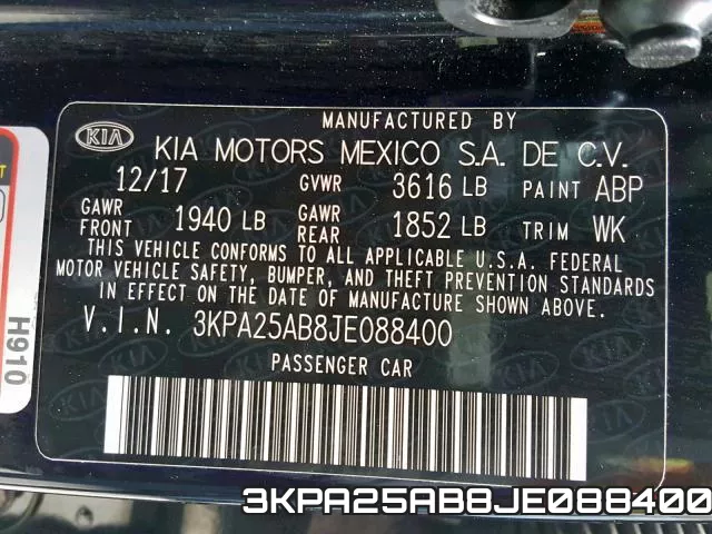 3KPA25AB8JE088400