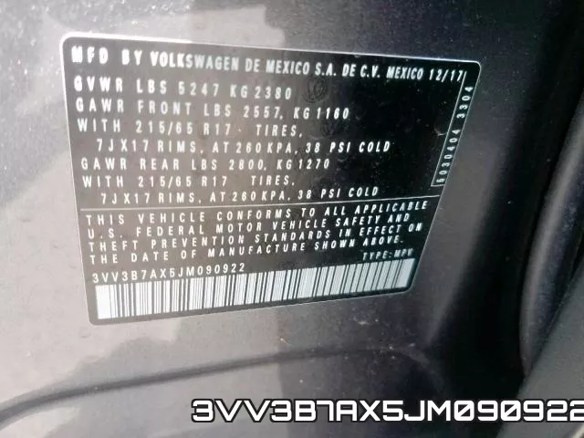 3VV3B7AX5JM090922