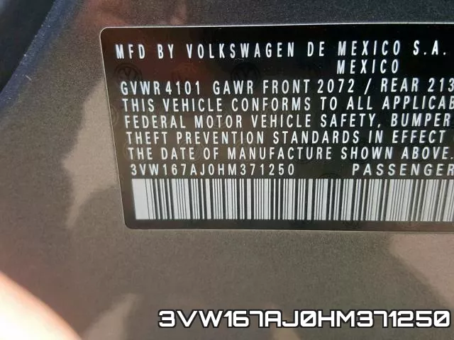 3VW167AJ0HM371250