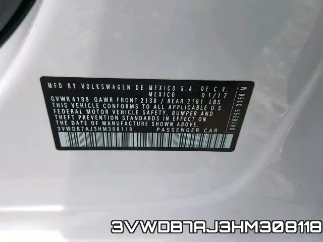 3VWDB7AJ3HM308118