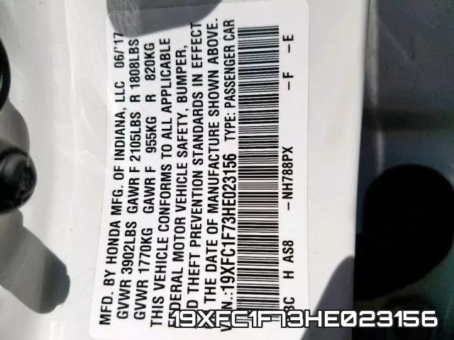 19XFC1F73HE023156