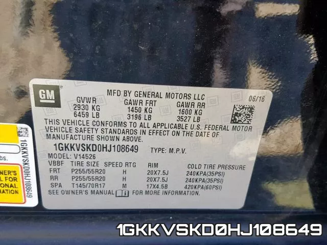 1GKKVSKD0HJ108649