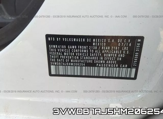 3VWDB7AJ5HM206254