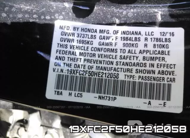 19XFC2F50HE212058