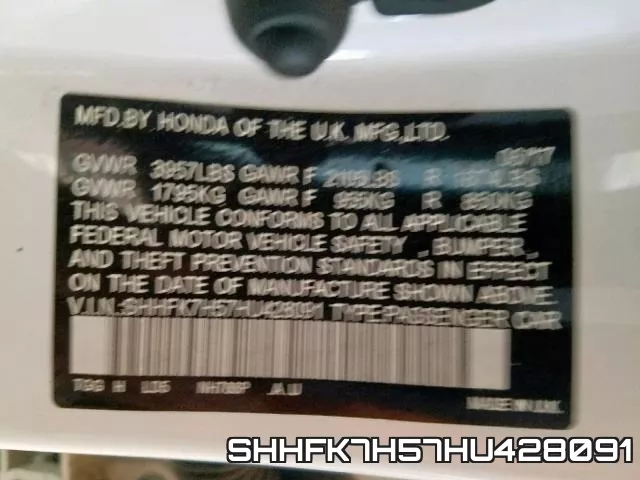 SHHFK7H57HU428091