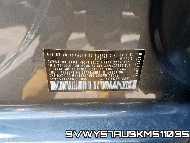3VWY57AU3KM511035