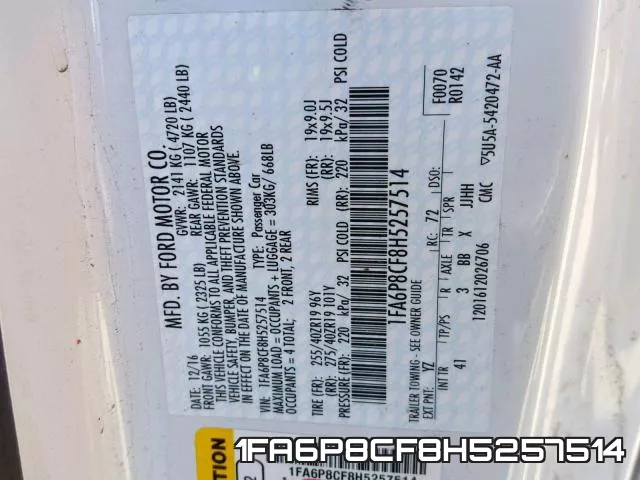 1FA6P8CF8H5257514