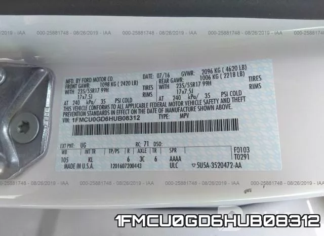 1FMCU0GD6HUB08312