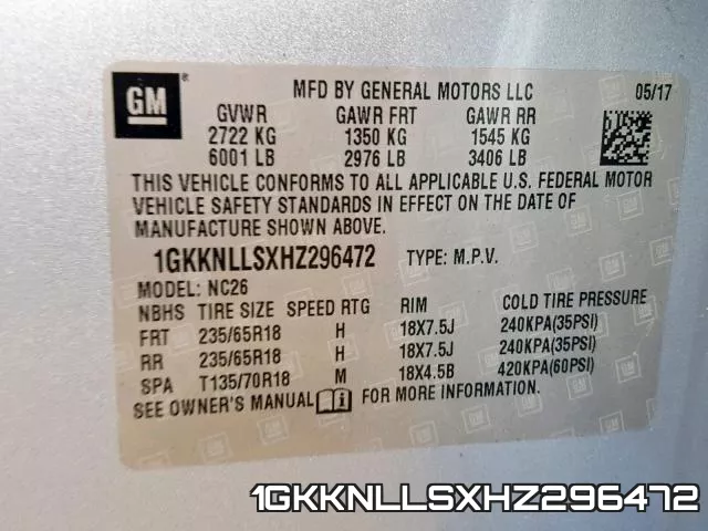 1GKKNLLSXHZ296472