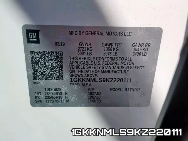 1GKKNMLS9KZ220111
