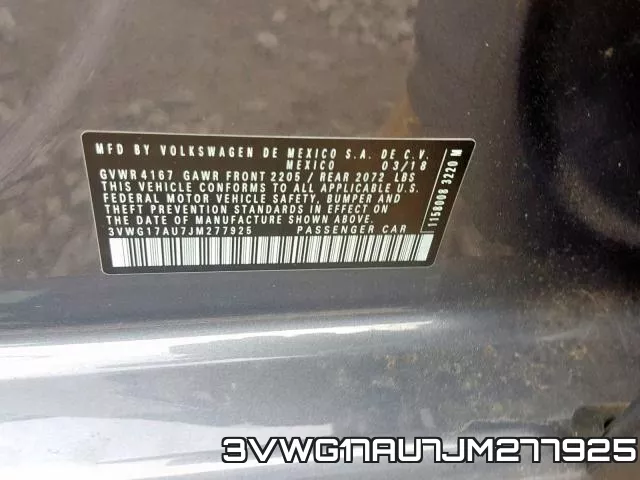3VWG17AU7JM277925
