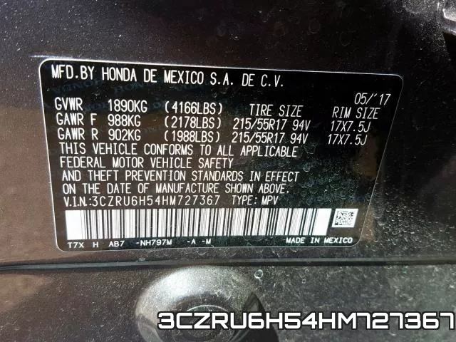 3CZRU6H54HM727367