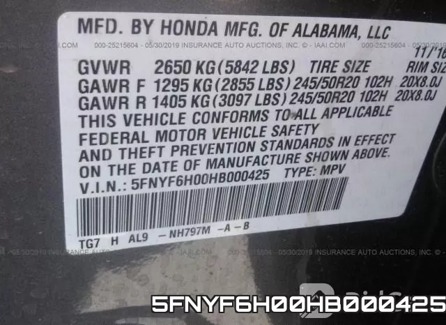 5FNYF6H00HB000425