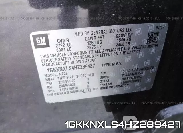 1GKKNXLS4HZ289427