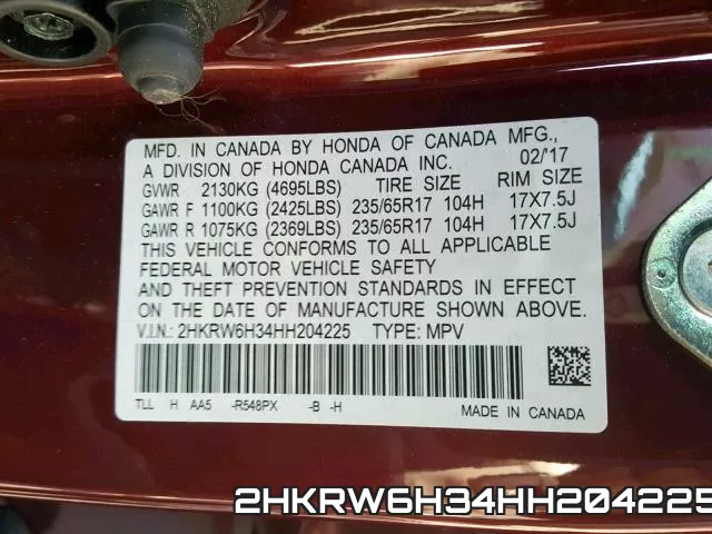 2HKRW6H34HH204225