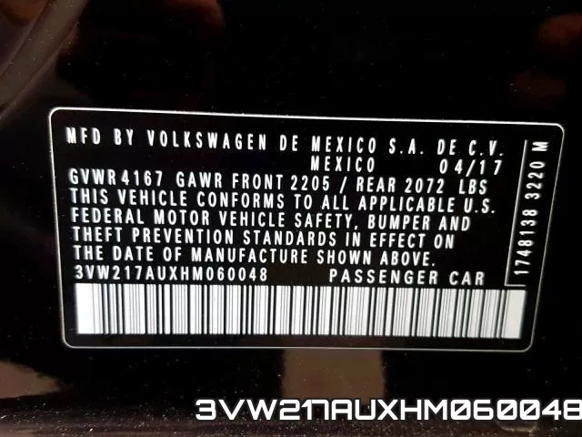 3VW217AUXHM060048