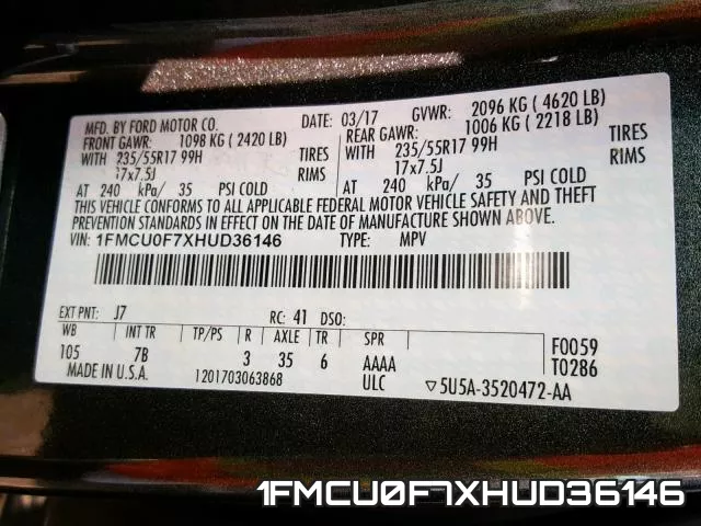1FMCU0F7XHUD36146