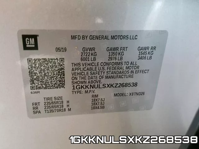 1GKKNULSXKZ268538
