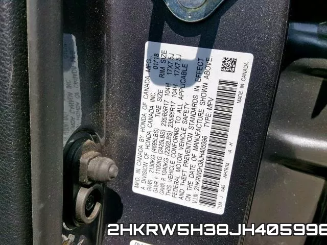 2HKRW5H38JH405996