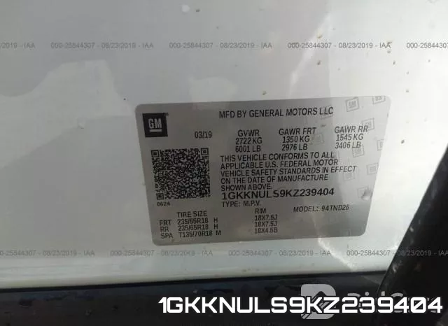 1GKKNULS9KZ239404