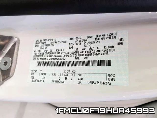 1FMCU0F79HUA45993