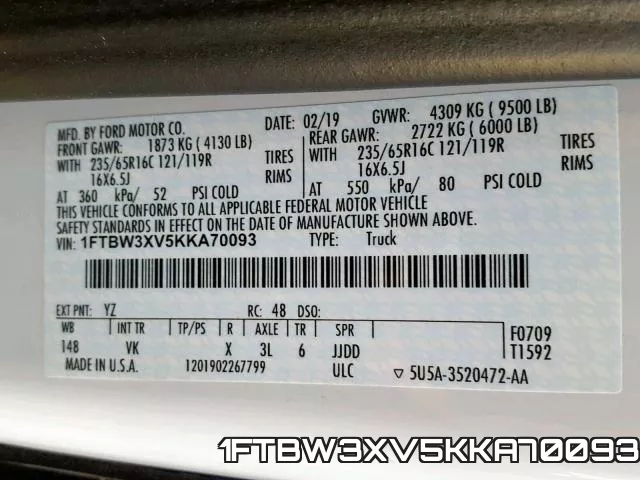 1FTBW3XV5KKA70093