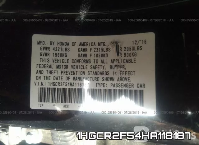 1HGCR2F54HA118187