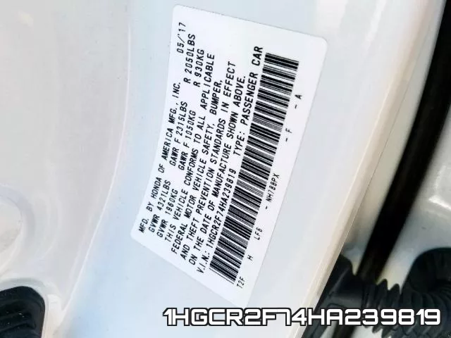 1HGCR2F74HA239819