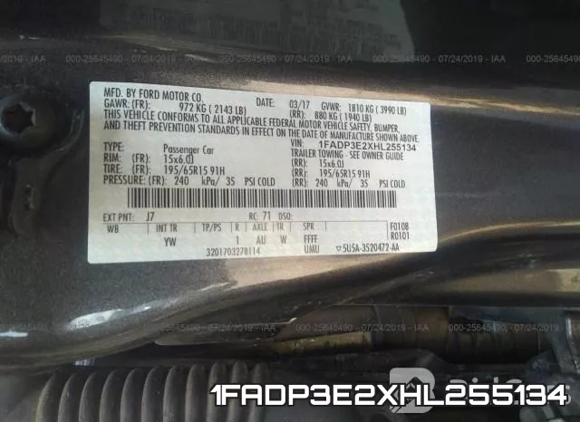 1FADP3E2XHL255134