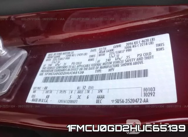 1FMCU0GD2HUC65139