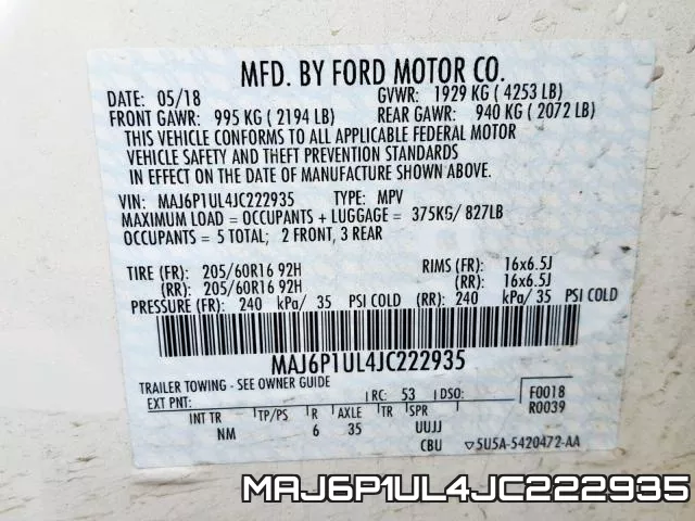 MAJ6P1UL4JC222935