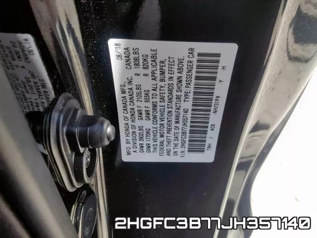 2HGFC3B77JH357140