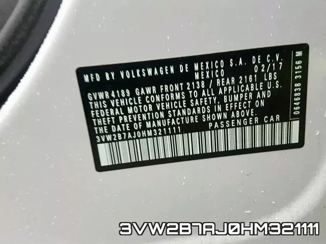 3VW2B7AJ0HM321111