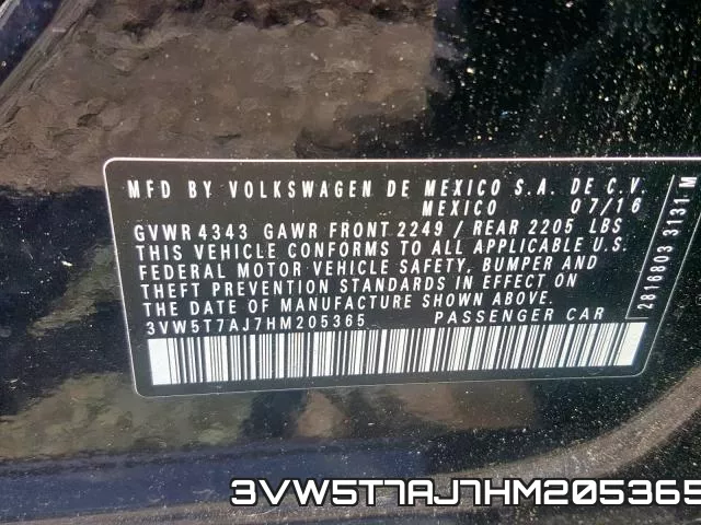 3VW5T7AJ7HM205365