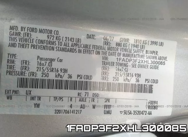 1FADP3F2XHL300085