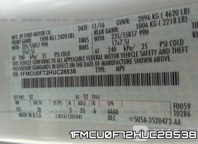 1FMCU0F72HUC28538