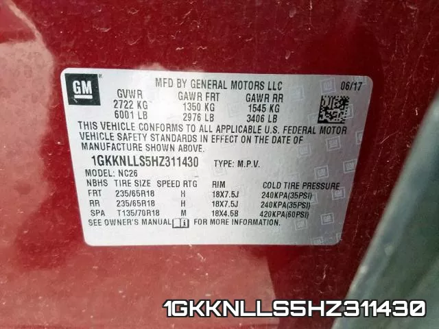 1GKKNLLS5HZ311430
